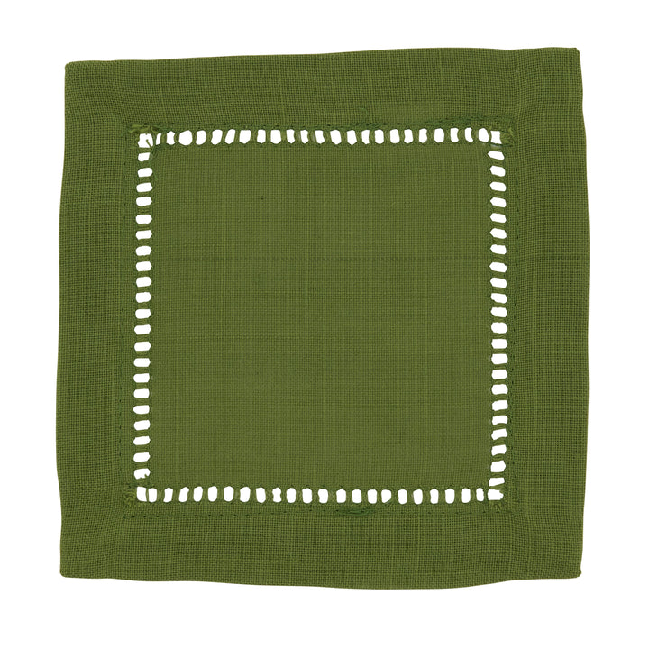 Cocktail Napkin With Hemstitch Border: Ivory / 6" set of 4