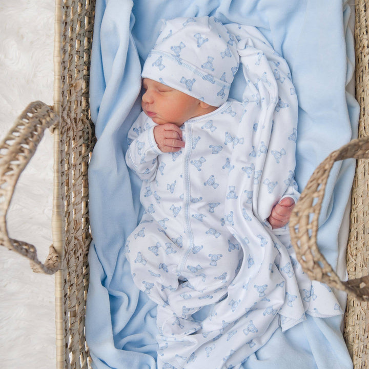 Baby's Teddy Footie - Light Blue: Newborn