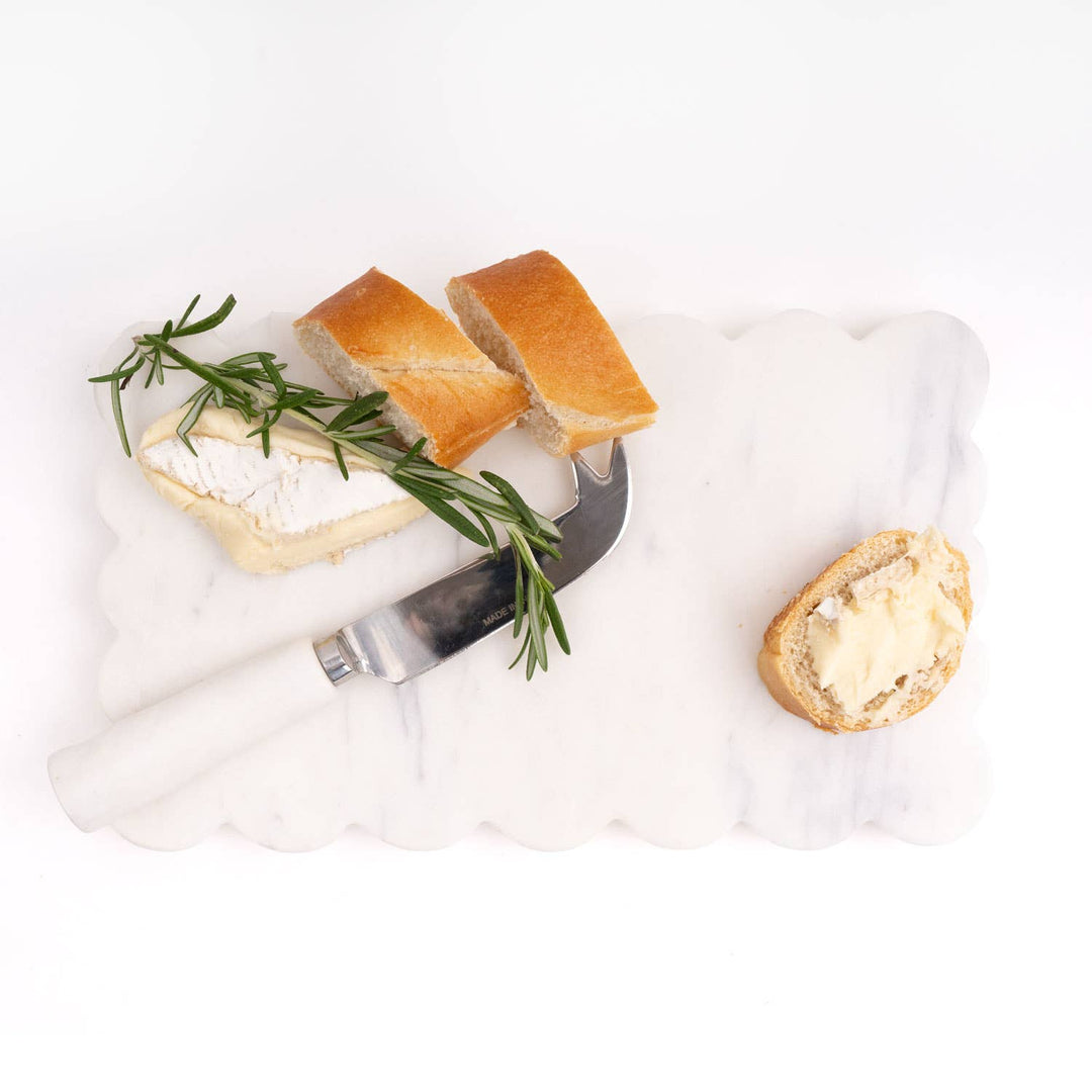 White Marble Scalloped Cheese Board