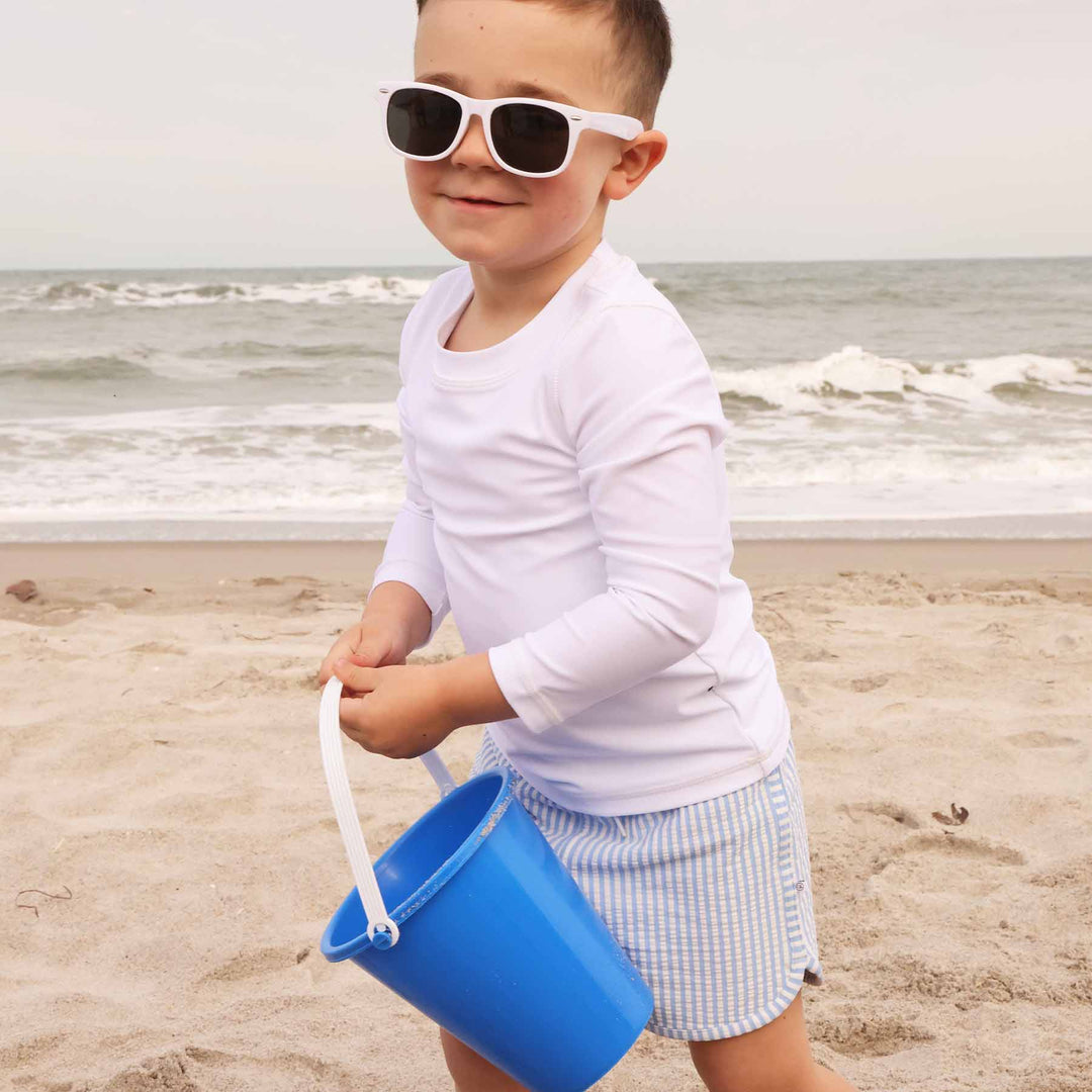 Boy's Swim Trunks | Seersucker Blue 6-12 months