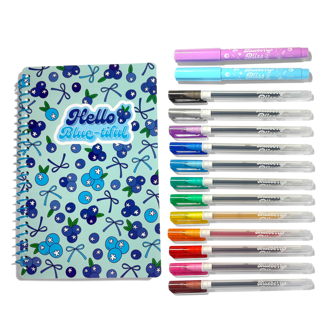 Blueberry Bliss: Scented Gel Pen & Highlighter Writing Kit (