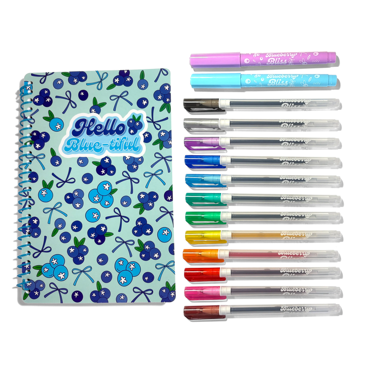Blueberry Bliss: Scented Gel Pen & Highlighter Writing Kit (