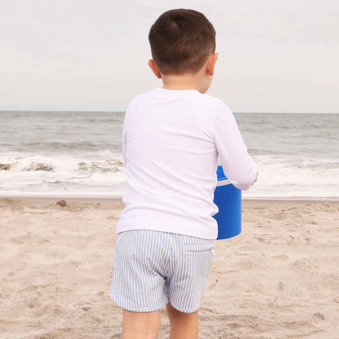 Boy's Swim Trunks | Seersucker Blue 6-12 months