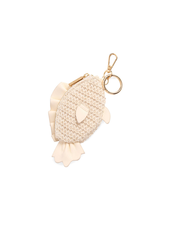 FISH ZIP POUCH CHARM/KEY RING,IVORY