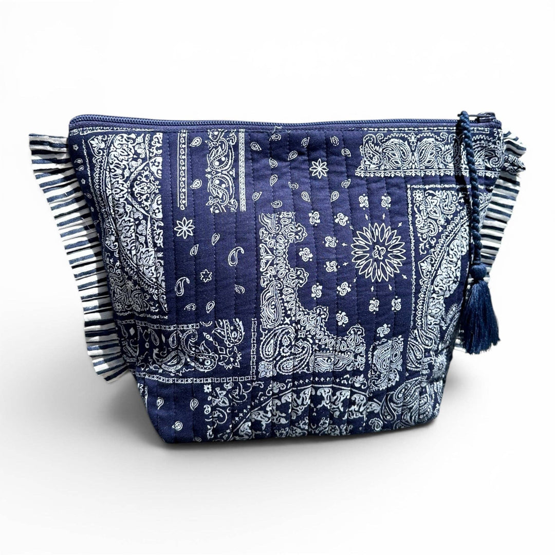 La Plage Ruffle Pouch Patchwork Bandana Navy