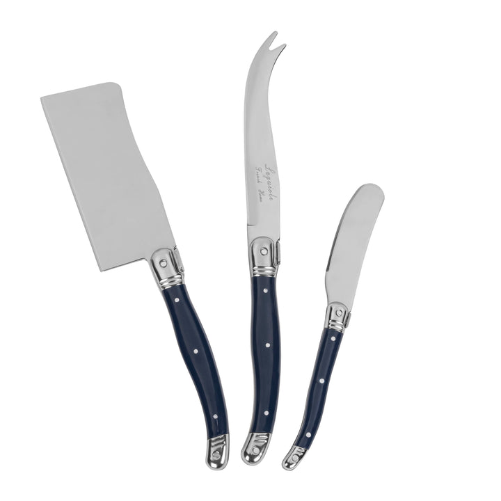 Laguiole 3-Piece Cheese Knife Set with Navy Hand