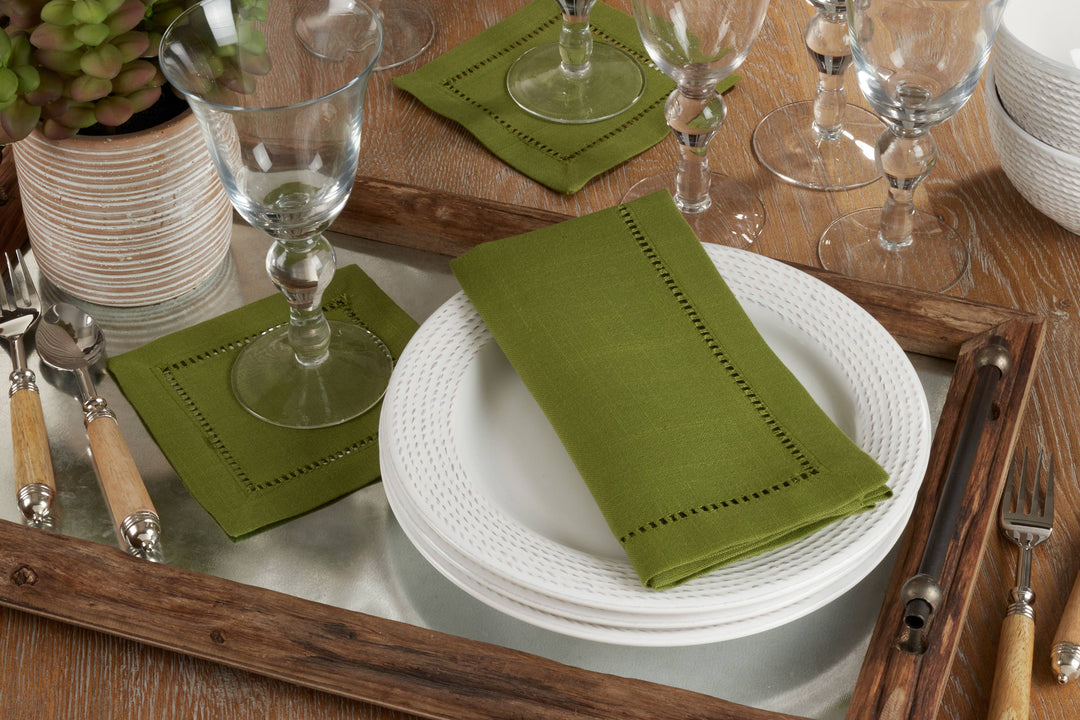 White Hemstitch Cocktail Napkin /6" Set of 4
