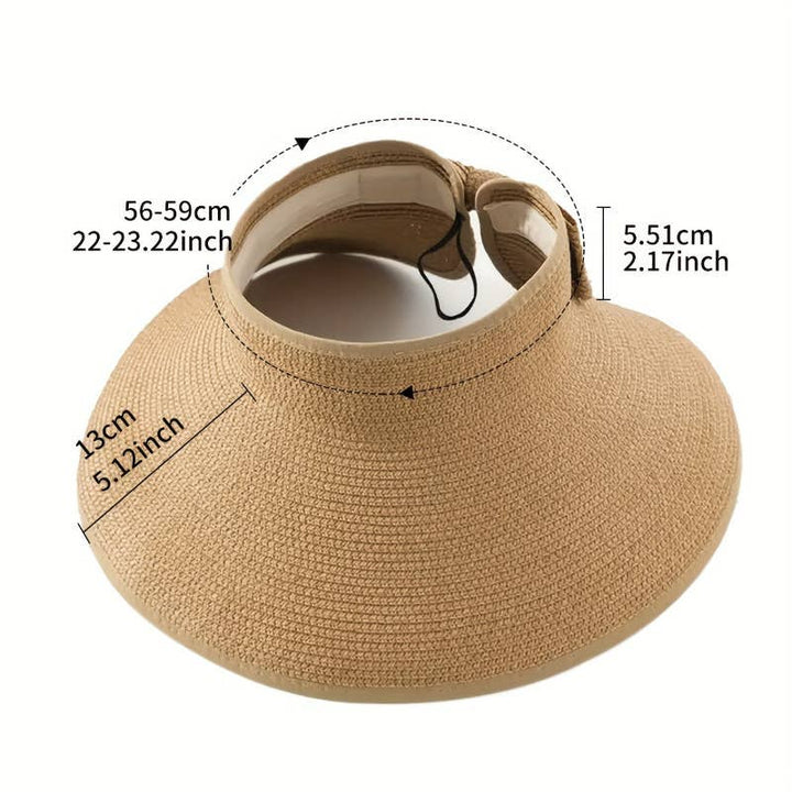 Beach Rollable Straw Visor Hat Bow UV Protection Sun Hat