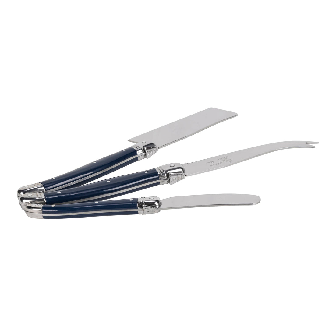 Laguiole 3-Piece Cheese Knife Set with Navy Hand