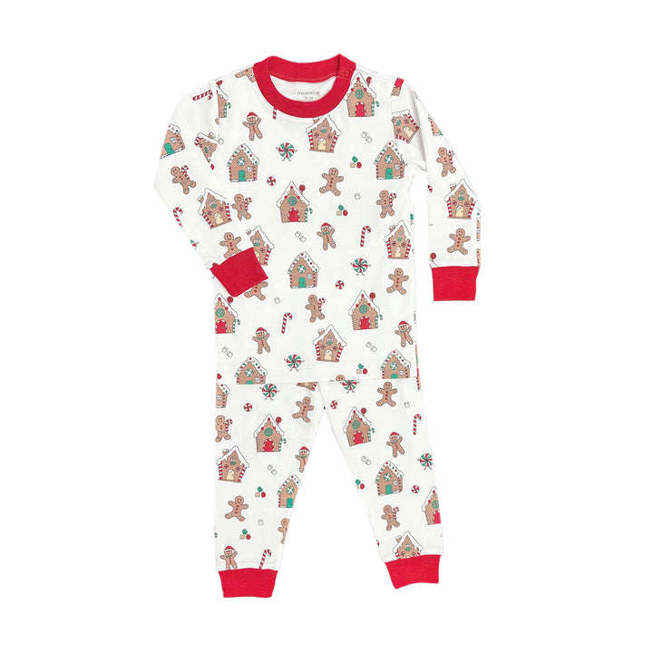 Gingerbread World Two Piece Pajama in White