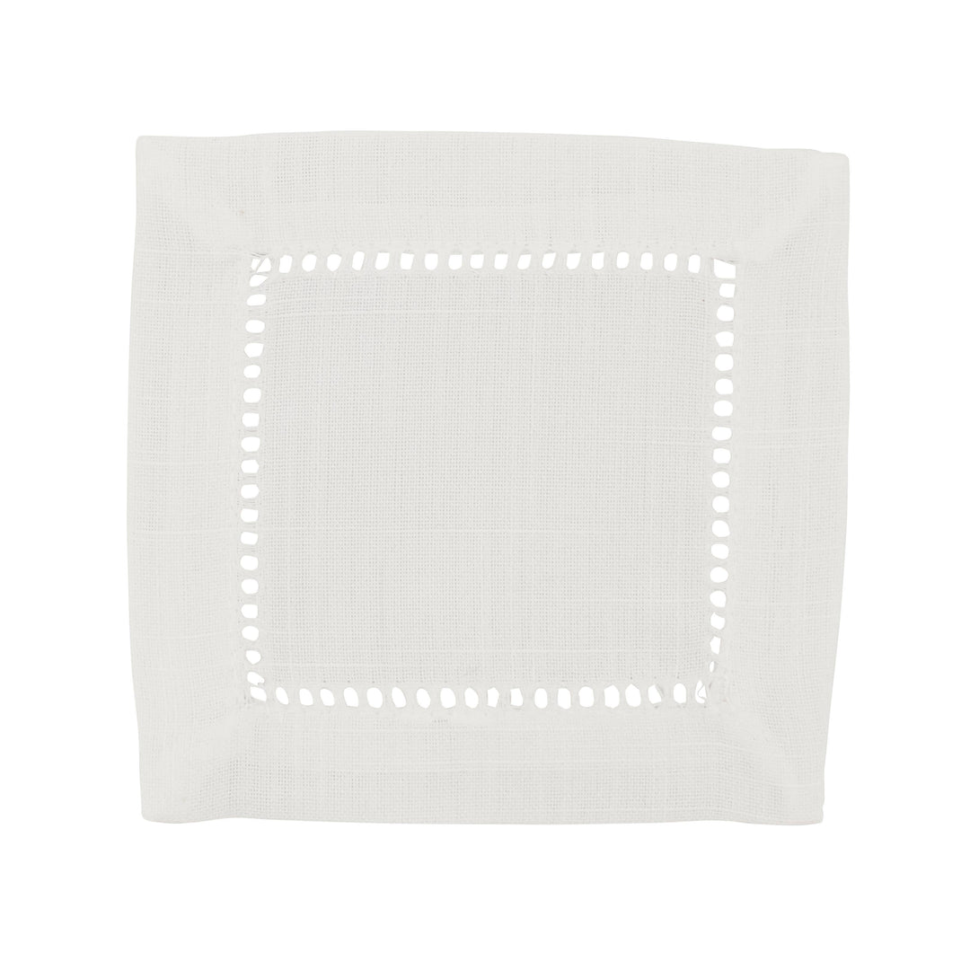 Cocktail Napkin With Hemstitch Border: Ivory / 6" set of 4