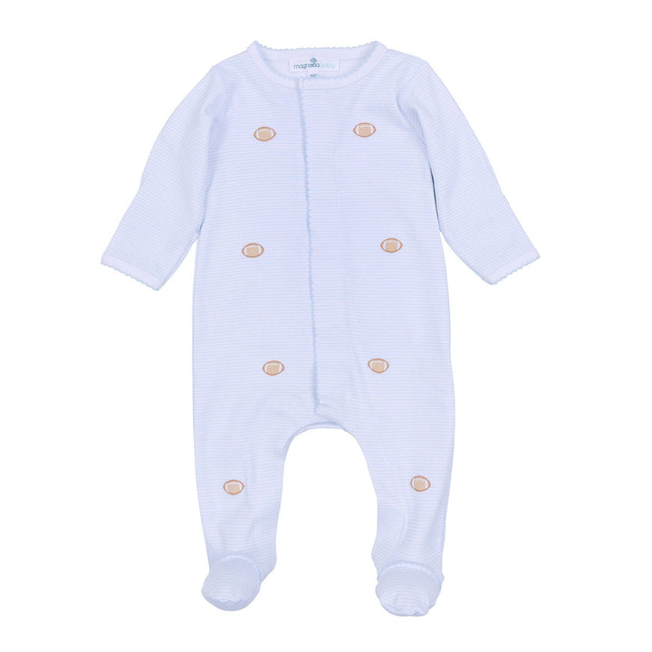 Touchdown Cutie Embroidered Footie - Light Blue: 6 Months