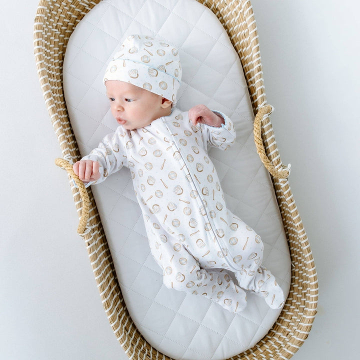 Precious Lil' Sluggers Print Zip Footie - Light Blue