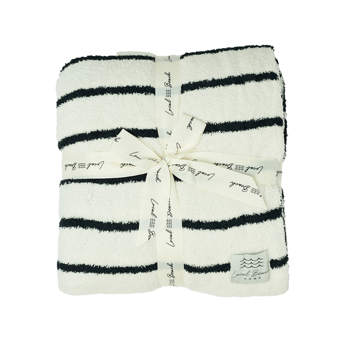 Striped Luxe Home Blanket: Taupe/Cream