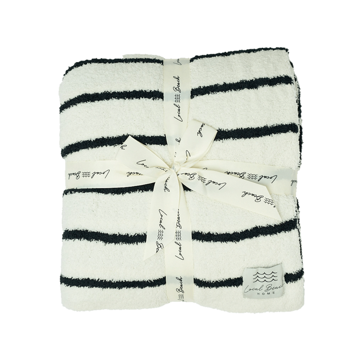Striped Luxe Home Blanket: Taupe/Cream