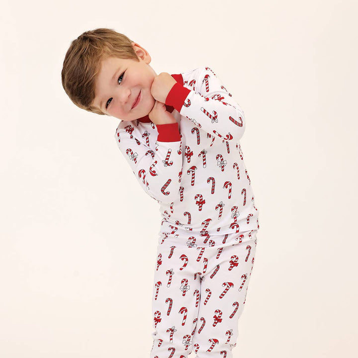 Candy Canes Two Piece Pajama in White