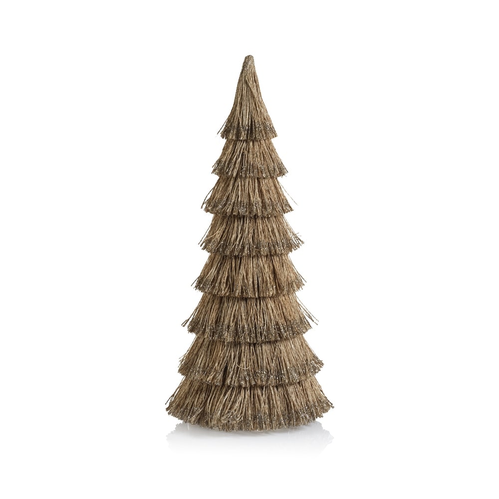 Abaca Rope All-Natural Tree w/ Champagne Glitter Trim