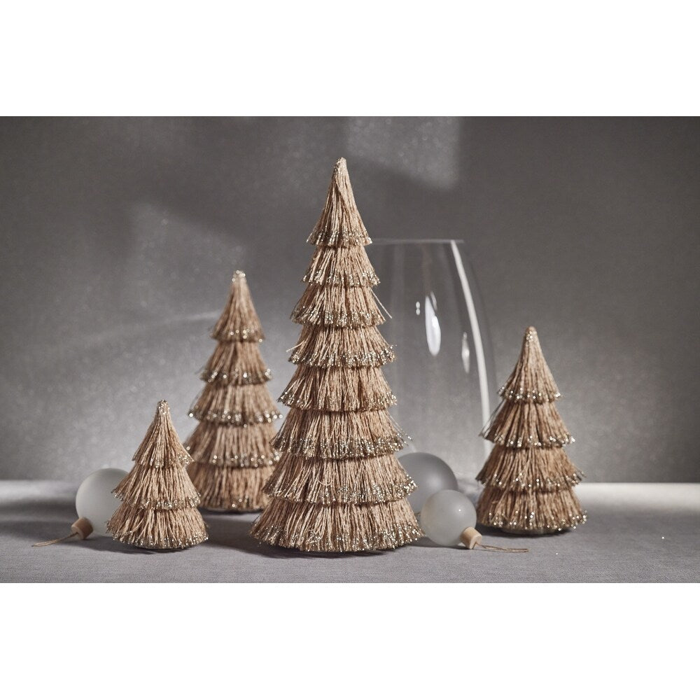 Abaca Rope All-Natural Tree w/ Champagne Glitter Trim - Thumbnail 3