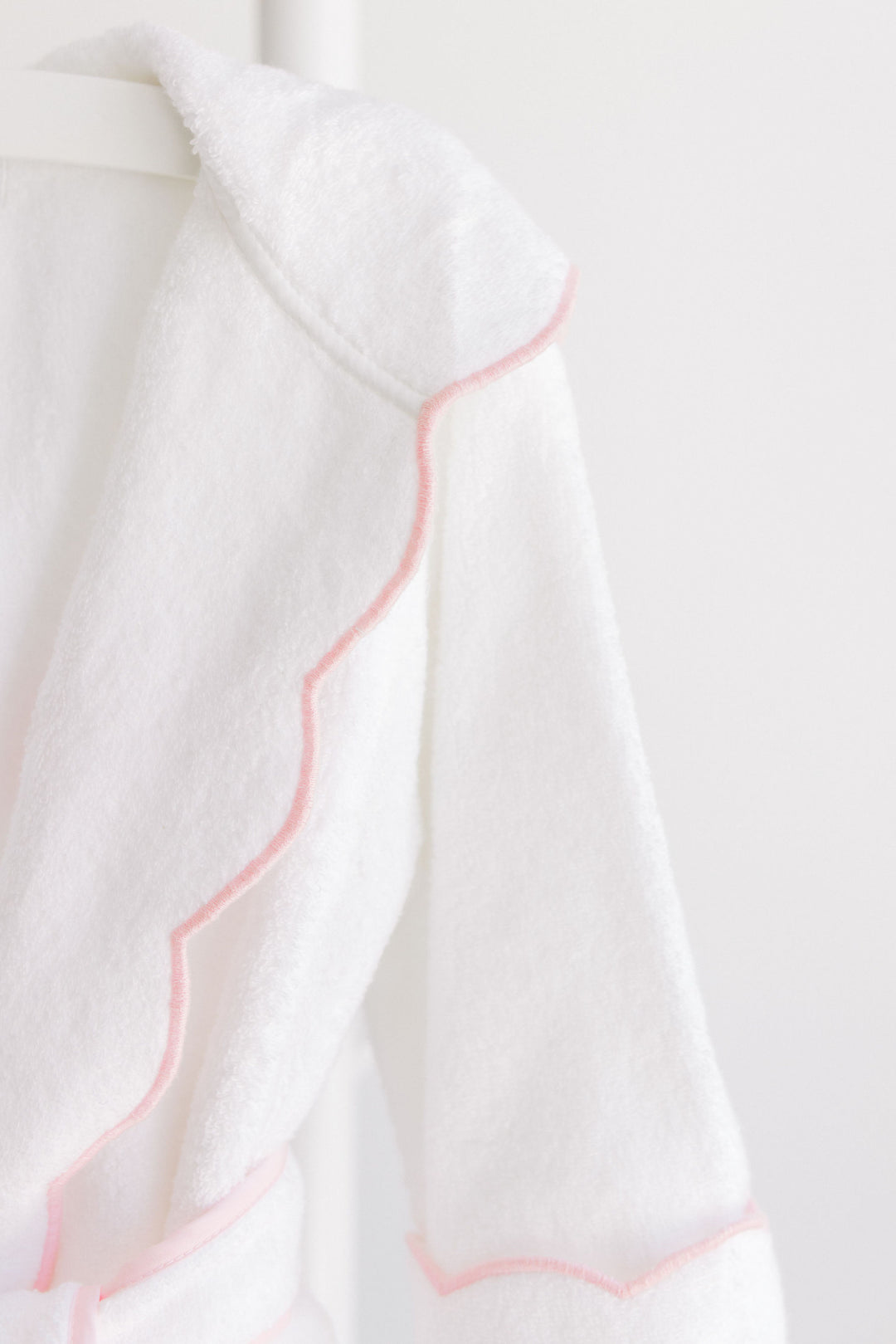 White Bathrobe With Pink Scallop