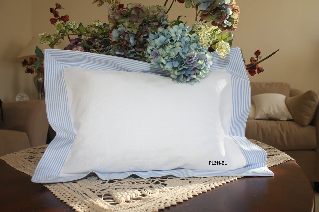 Two Tone Stripe Trim Boudoir Pillow