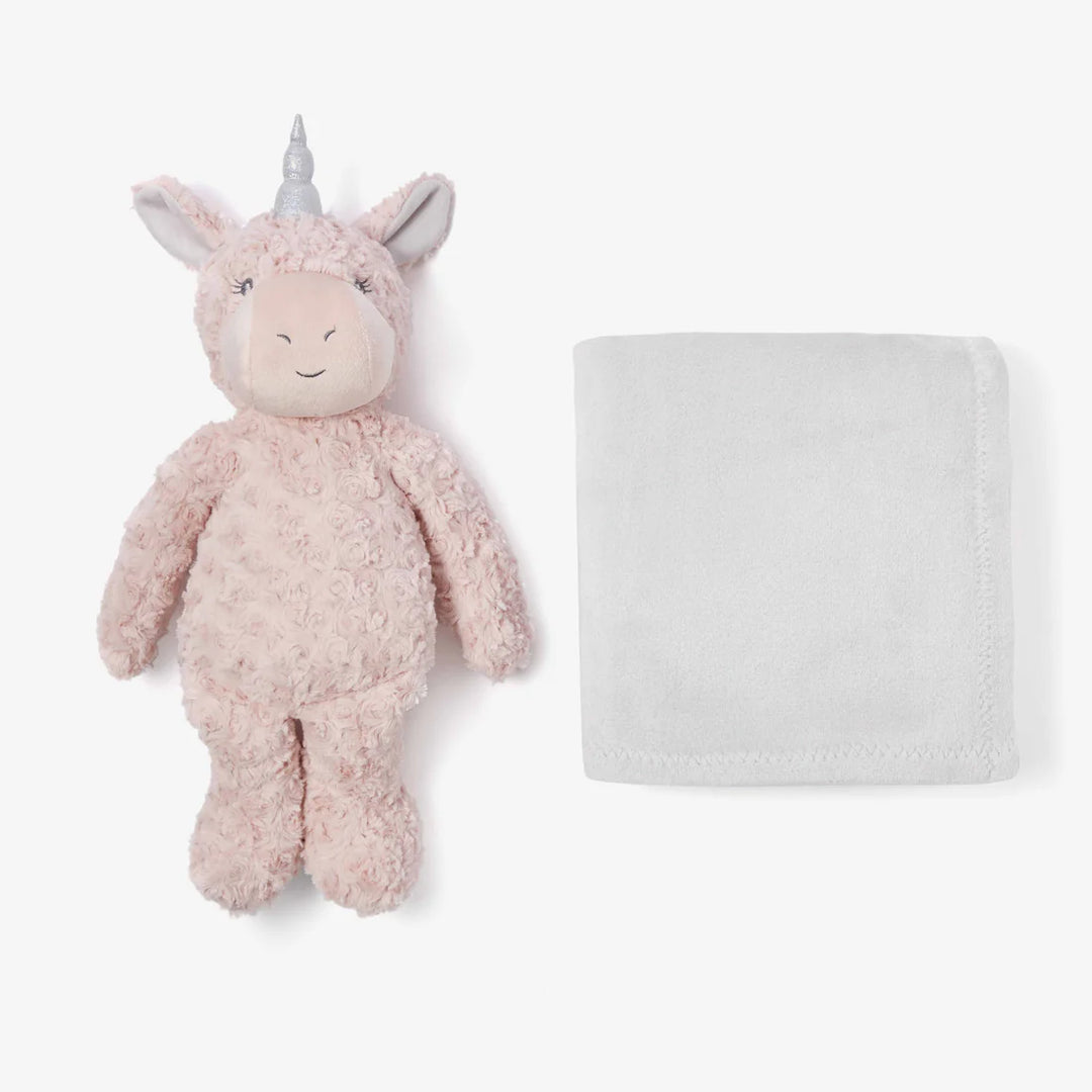 Pink Unicorn Bedtime Huggie Plush Toy with Blanket by Elegant Baby