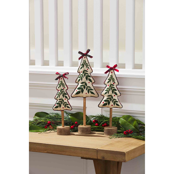 Holly Embroidered Trees in 3 Sizes