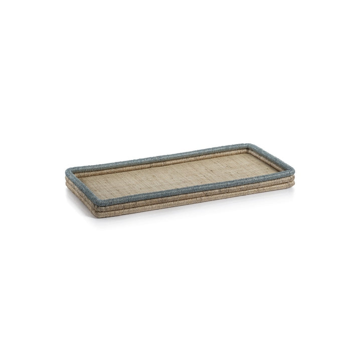 LA COTE COILED RATTAN & ABACA RECTANGULAR SERVING TRAY 18.25" X 8.75"