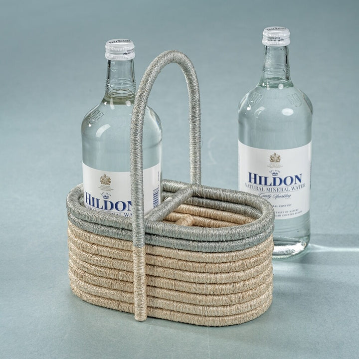 LA COTE COILED RATTAN & ABACA UTENSIL / WINE CADDY