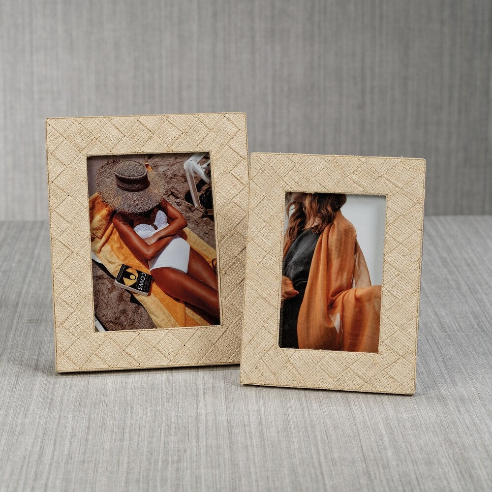 LA BOCCA WOVEN RAFFIA PHOTO FRAME- NATURAL 4" X 6"