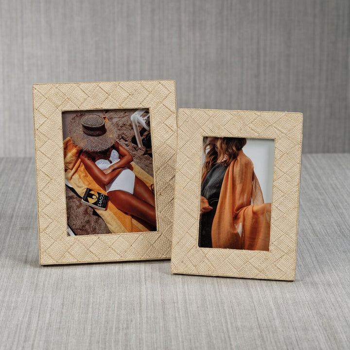 LA BOCCA WOVEN RAFFIA PHOTO FRAME- NATURAL 4" X 6"