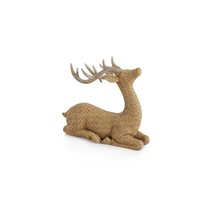 SITTING DEER- RATTAN TEXTURE, 7.5"