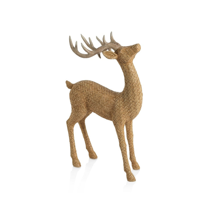 STANDING DEER- RATTAN TEXTURE, 13"