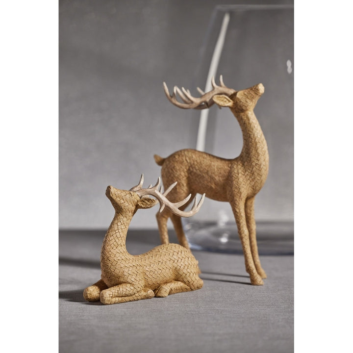 STANDING DEER- RATTAN TEXTURE, 13"