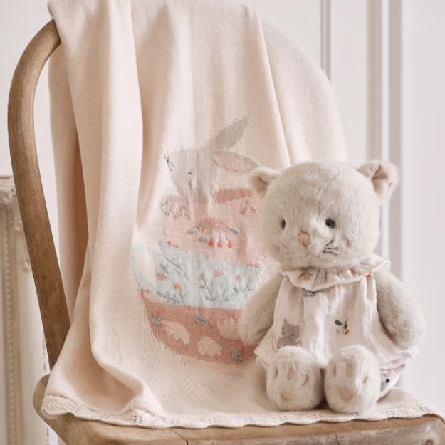 Tea Party Cotton Knit Blanket by Elegant Baby
