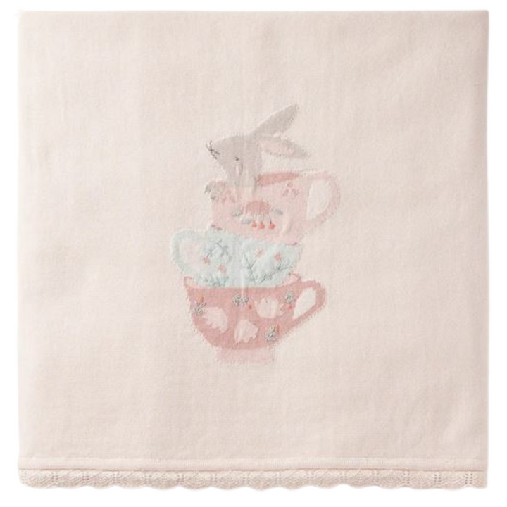 Tea Party Cotton Knit Blanket by Elegant Baby