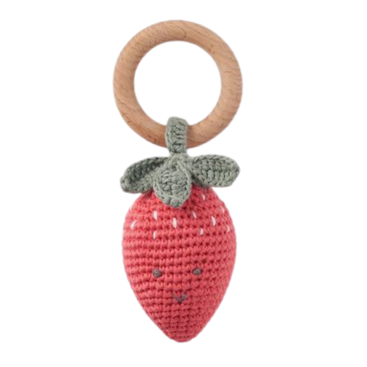 Scarlett the Strawberry Hand-Crocheted Wood Ring Rattle by Elegant Bab ...