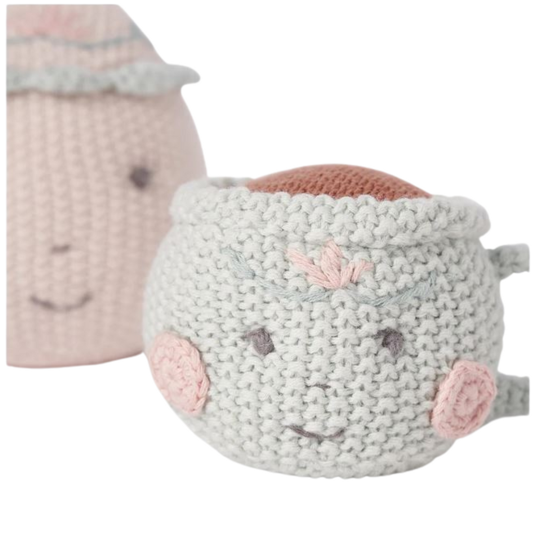 Hazel & Annie Tea Pot & Teacup Hand-Crocheted Rattle Set by Elegant Baby