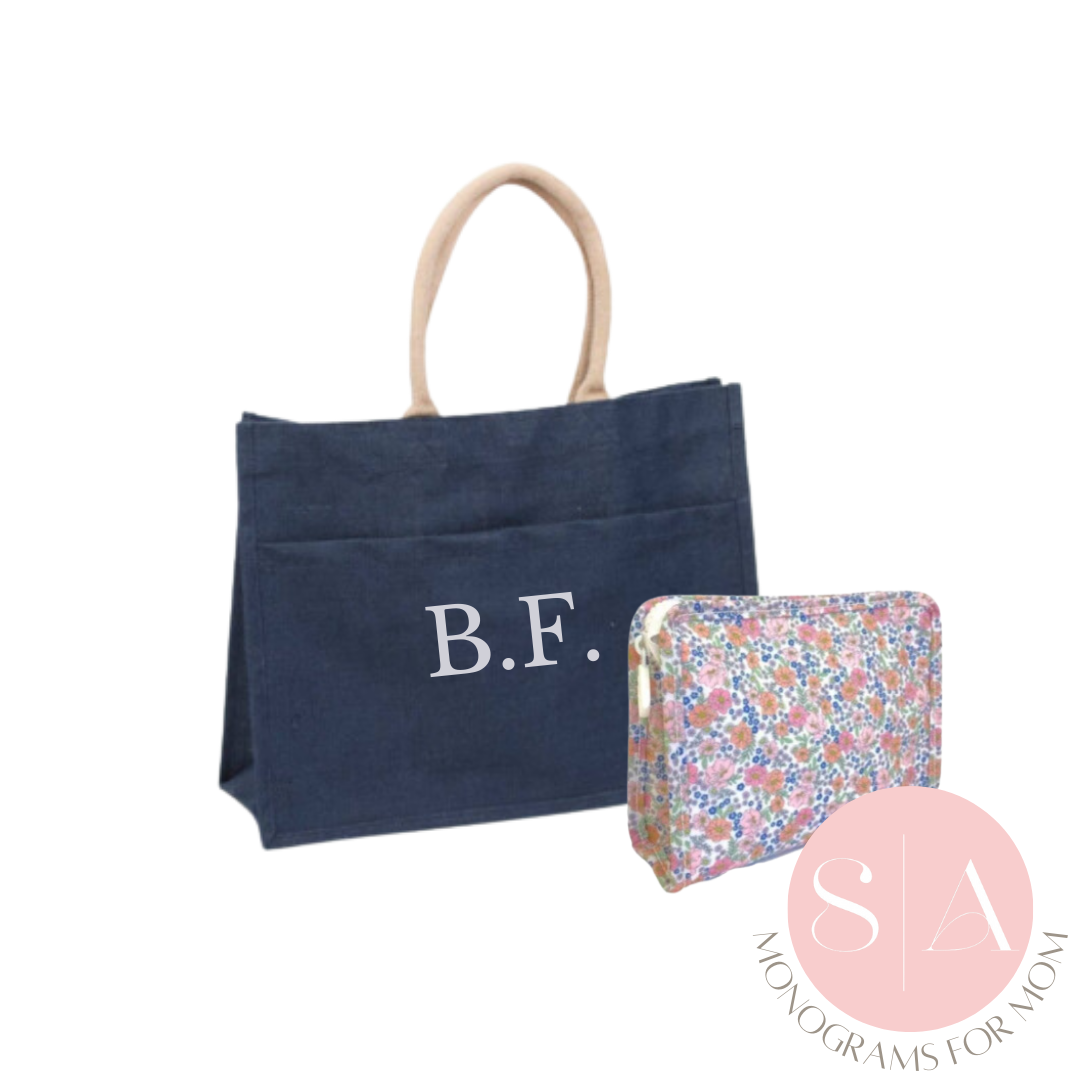 Jute Tote and Roadie Set  Monograms for Moms Collections