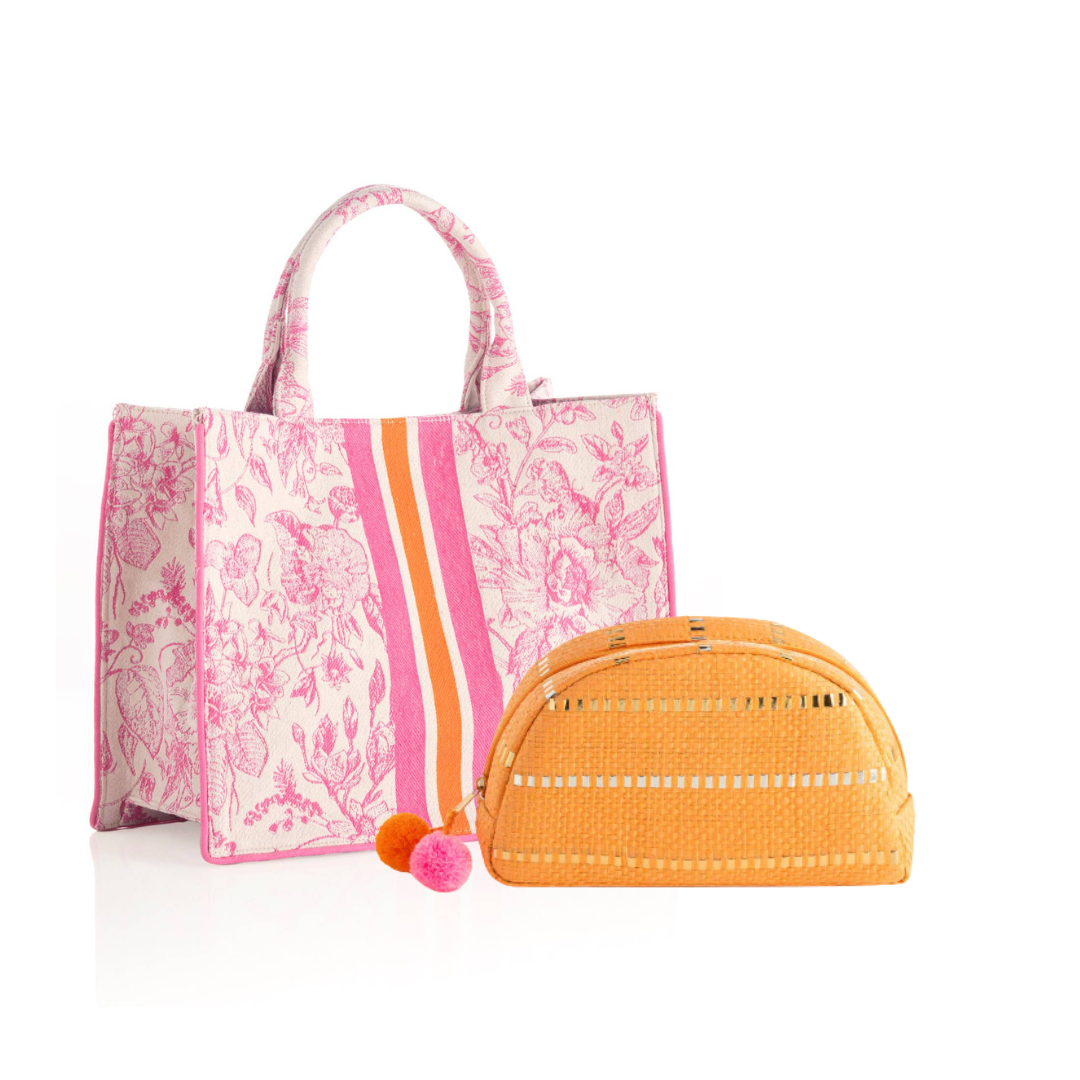 Luxe Luma Gift Set in Pink & Orange Monograms for Moms Collection