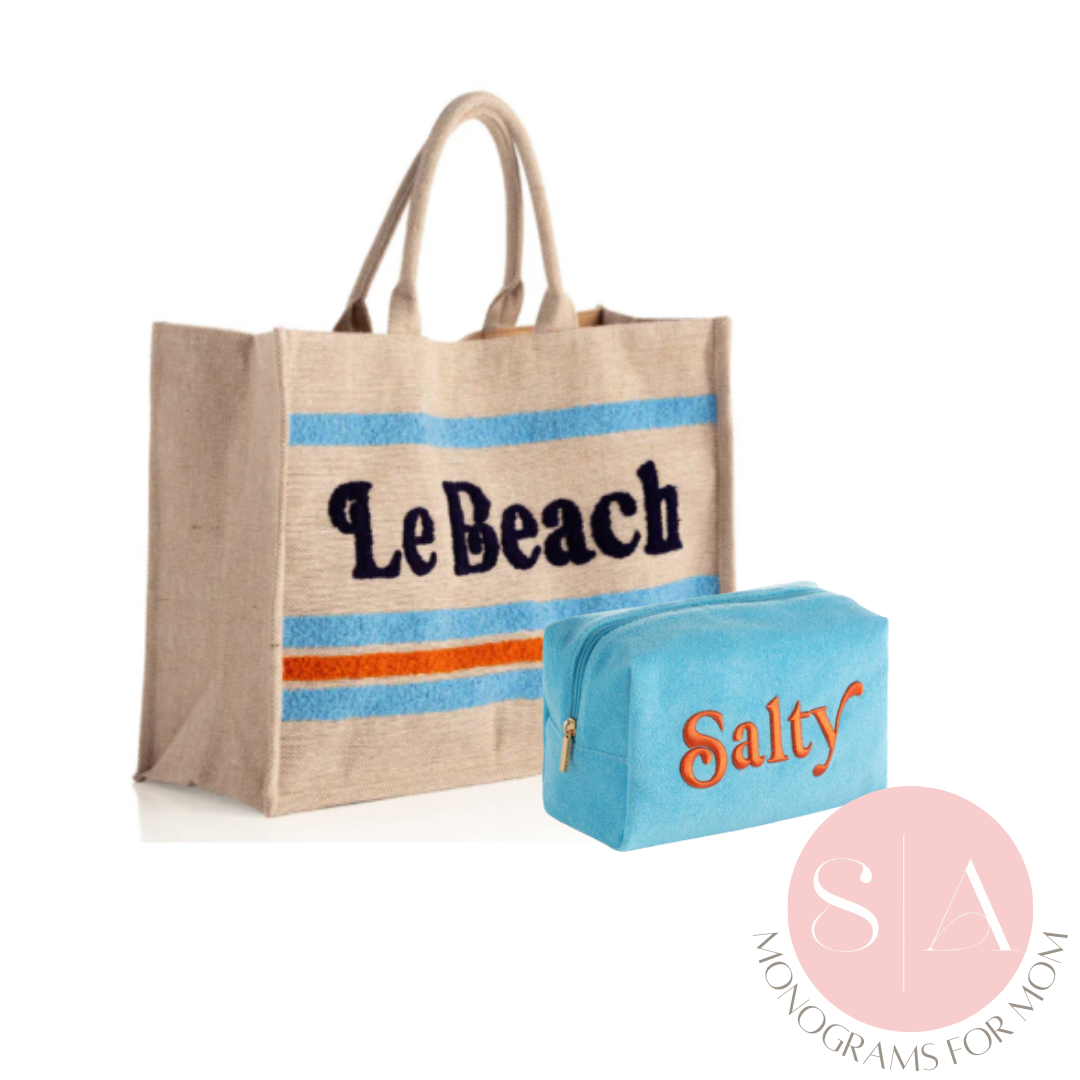 On the Beach, Under the Sun Tote and Pouch Set Monograms for Moms Collection