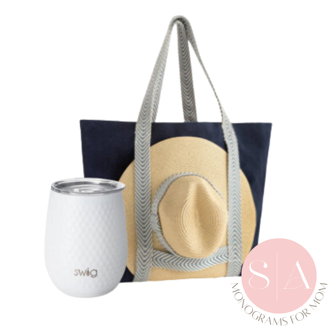 Drinks by the Pool Gift Set in Navy Monograms for Moms Collection