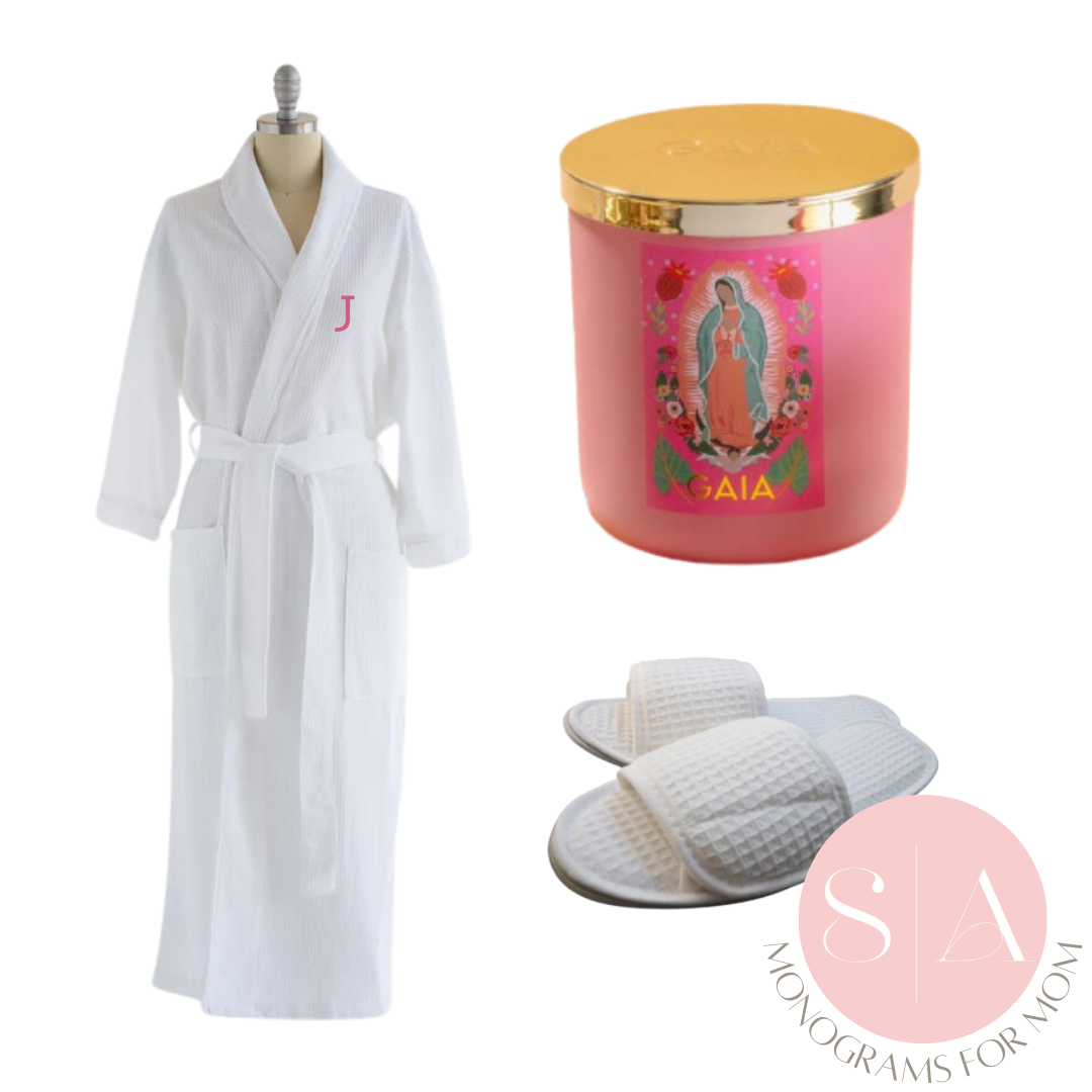 Rest and Relaxation Gift Set White & Pink Monograms for Moms Collection