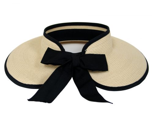 Visor Hat w/Bow Ribbon, Available in 2 Sizes, Tan