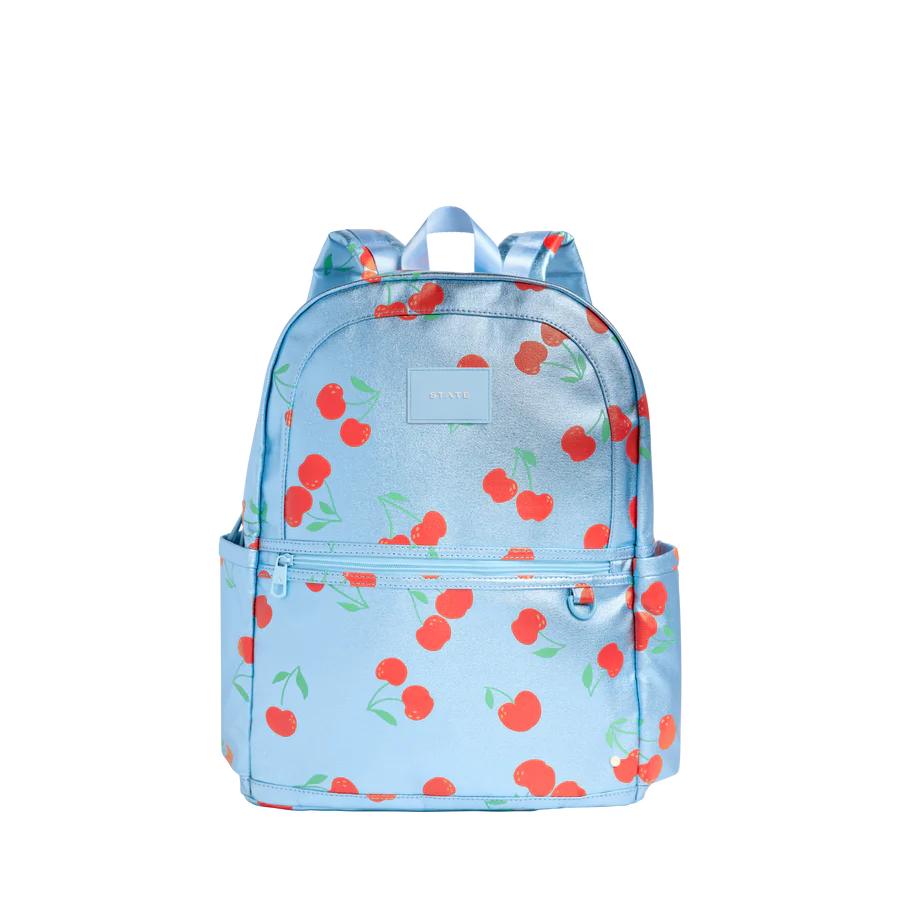 Cherries on Blue Kane Double Pocket Large Backpack – Stitching Around ...