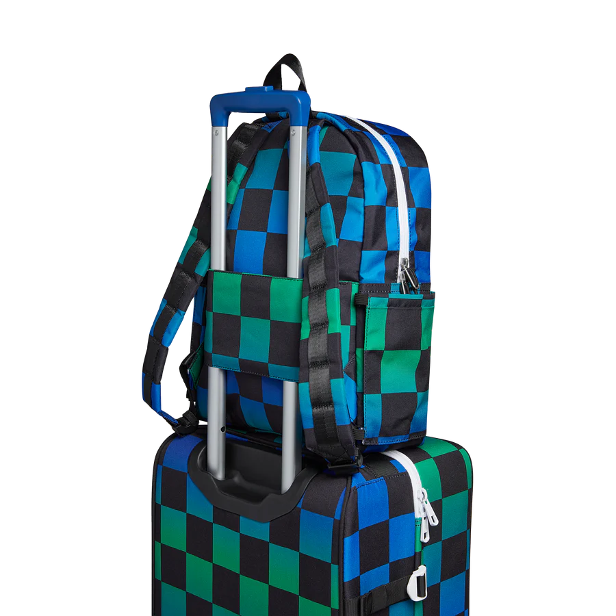 Backpack Kane Kids Double Pocket in Blue Checkerboard by State