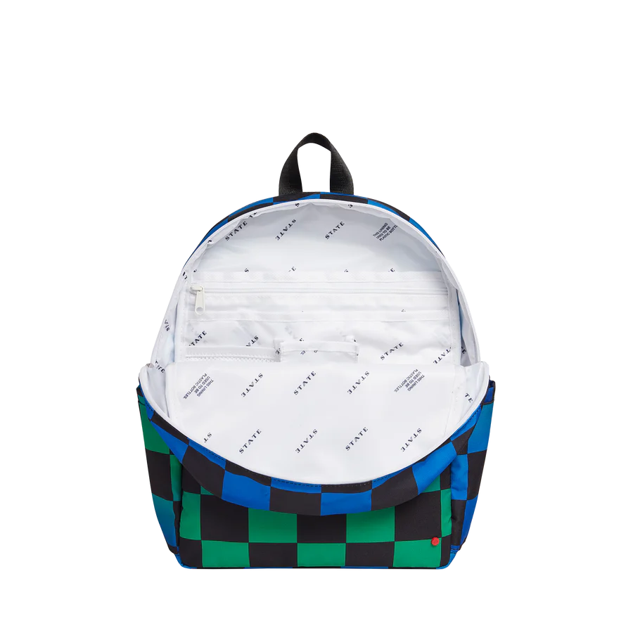 Backpack Kane Kids Double Pocket in Blue Checkerboard by State