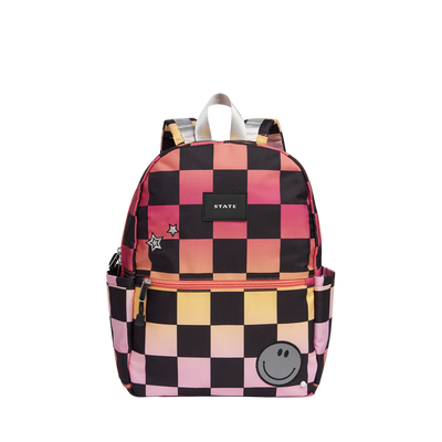 Backpack Kane Kids Double Pocket in Pink Checkerboard by State