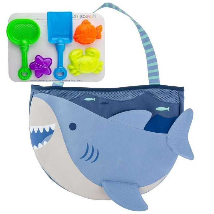 Beach Tote with Sand Toys Blue Shark by Stephen Joseph