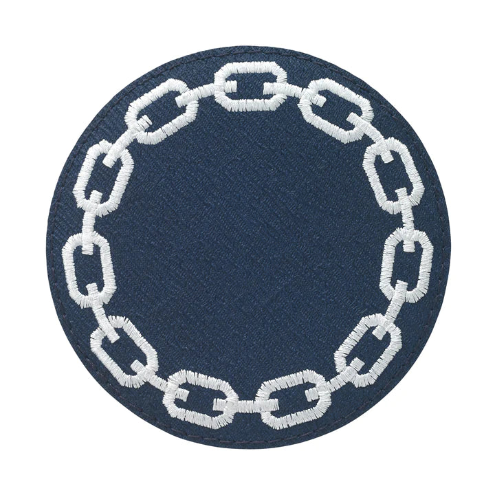 Set of 4 Coasters Chain Design Navy & White by Bodrum