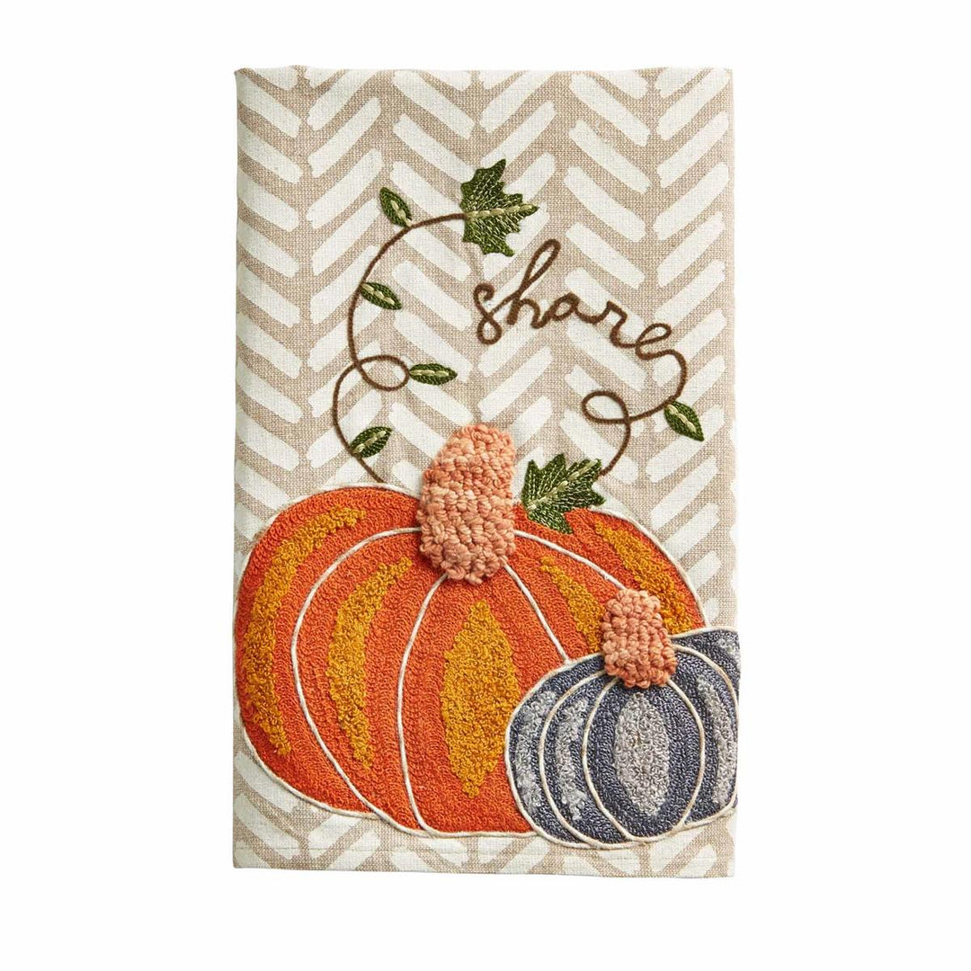 Share Embroidered Pumpkin Towel by Mud Pie